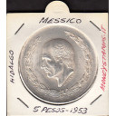 MESSICO 5 Pesos Hidalgo 1953 Argento KM# 467